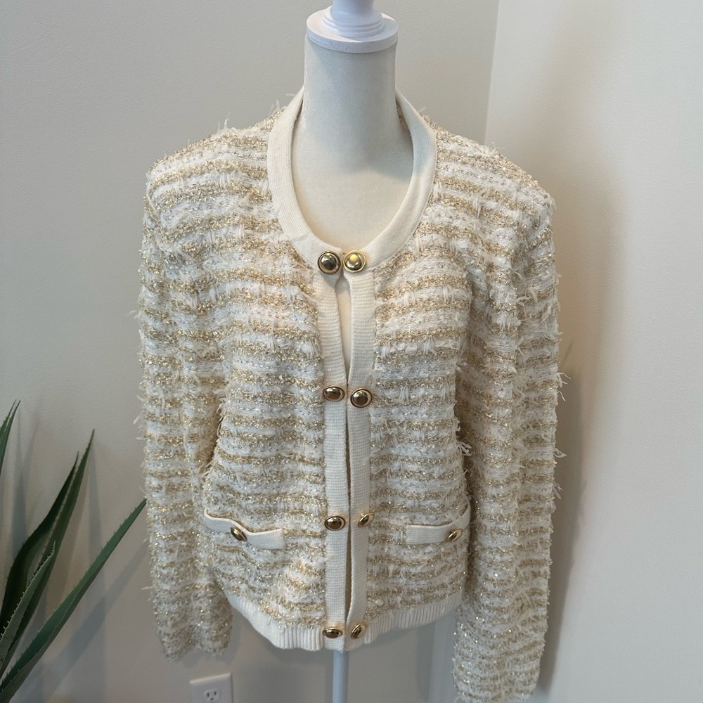 Express Novelty Button Front Sweater Jacket